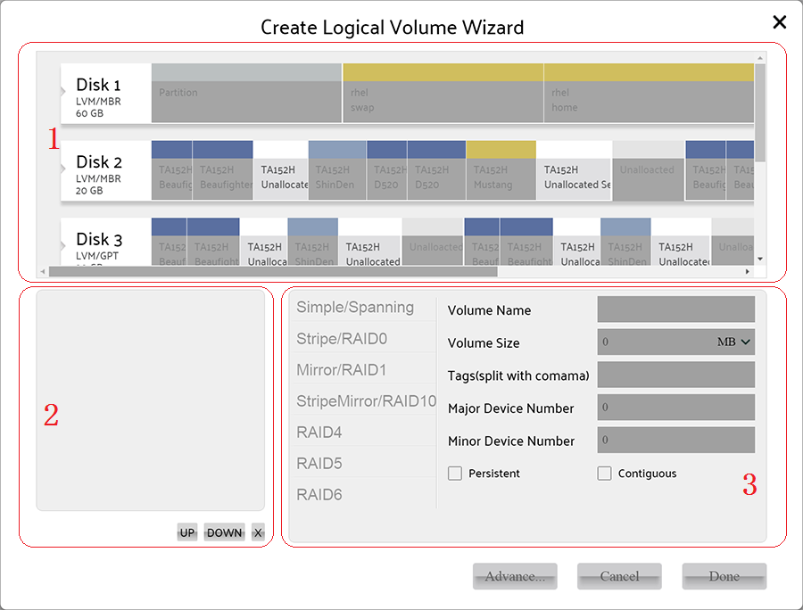 Creating Logical Volume wizard