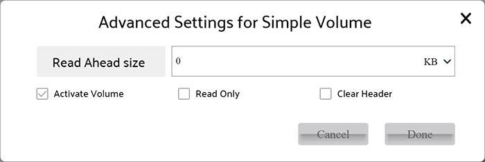 Advanced settings of Logical Volume
