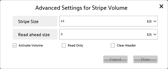 Advanced settings of Logical Volume
