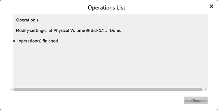 Setting of Physical Volume changed
