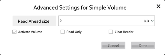 Advanced setting of Create Simple type Logical Volume