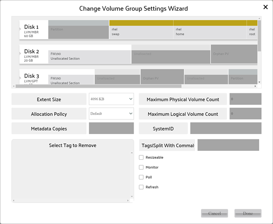 Change setting of Volume Group